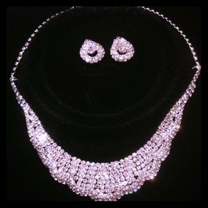 crystal collar necklace set with earring