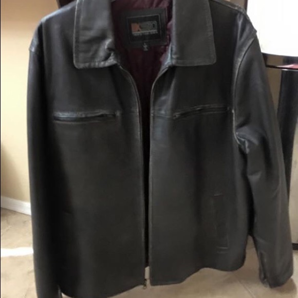 Men brown leather jacket