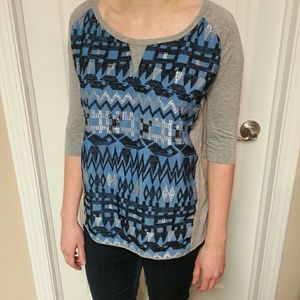 Anthropology 3/4 sleeve embroidery top