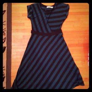 Teal and navy jersey dress