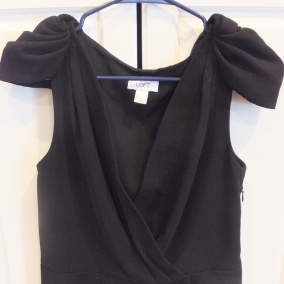 LOFT black chic dress w/ shoulder details - Picture 2 of 4