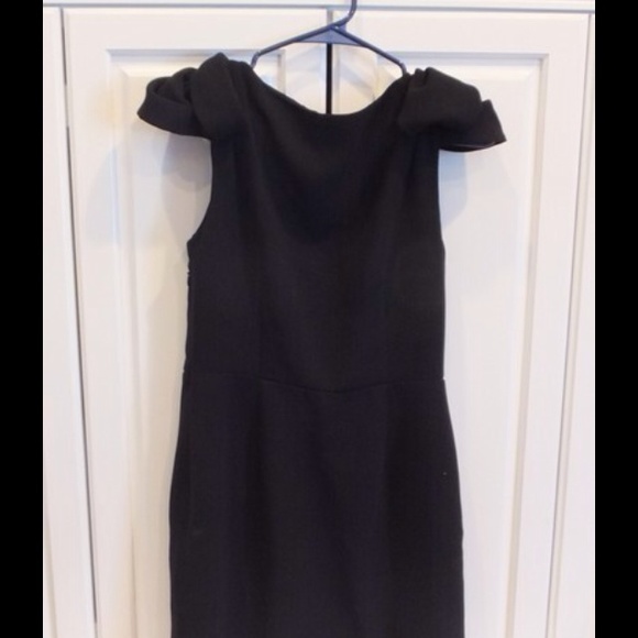 LOFT black chic dress w/ shoulder details - Picture 4 of 4