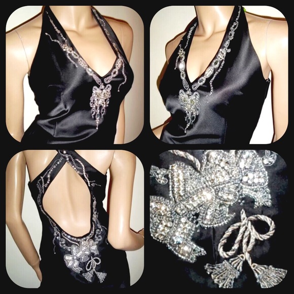 Delectable black satin crystal Karen Millen dress - Picture 4 of 4