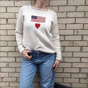 Cream American flag sweater