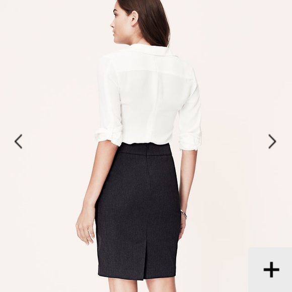 LOFT Charcoal Grey 00P Curvy Pencil Skirt - Picture 2 of 5