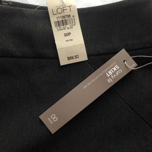 LOFT Charcoal Grey 00P Curvy Pencil Skirt - Picture 4 of 5