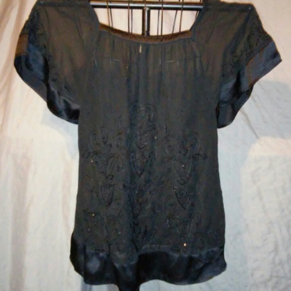 Sheer Black Embellished Top