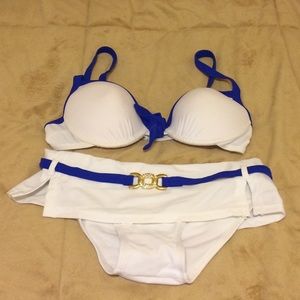 White and blue swim suit