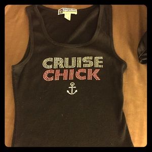 Rhinestone black tank top - Juniors
