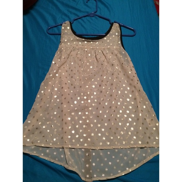 Monteau Tops - Sheer gold polka dot tank - NWOT