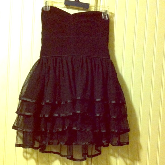 Black strapless ruffle tutu dress