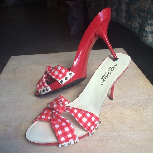 Dolce & Gabbana Vintage Red Checkered Heels