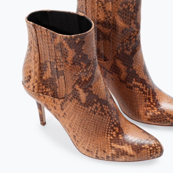 🛍SOLD🛍 Zara High Heeled Printed Leather Booties - Picture 3 of 5