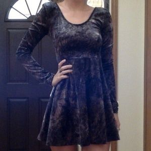 Blue velour mini dress