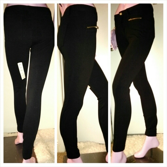Black Nicki Minaj Spandex Pants W: Gold Zippers 4