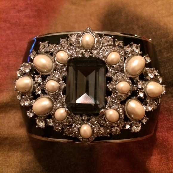 Antique-looking jeweled cuff bracelet