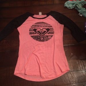 Pink Roxy baseball tee