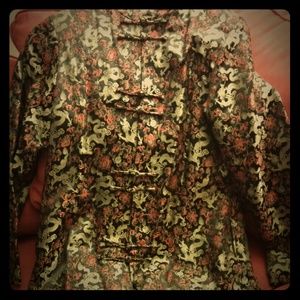 Simo silk oriental light coat - black/red/gold
