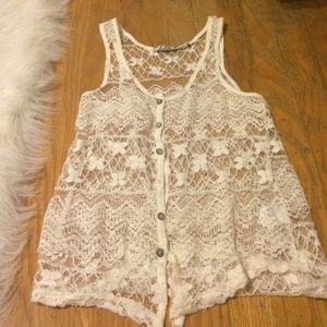 Sheer knit tank top