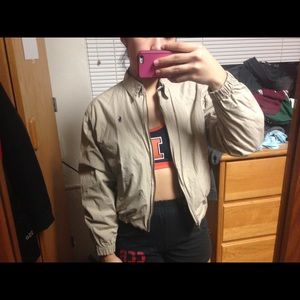 Polo cropped jacket, tan with plaid inside!