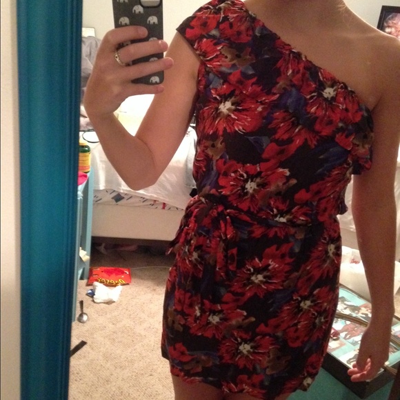 Tropical one shoulder dress