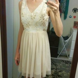 Ark & Co. Cream and Gold dress from Mod Cloth