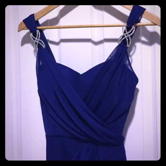 Betsy & Adam Blue Cascading Dress - Picture 1 of 3