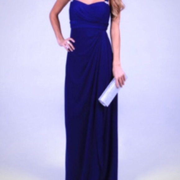 Betsy & Adam Blue Cascading Dress - Picture 3 of 3