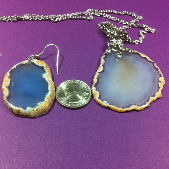 TB34. Botswana Agate slices pendant earrings❤️ - Picture 3 of 4