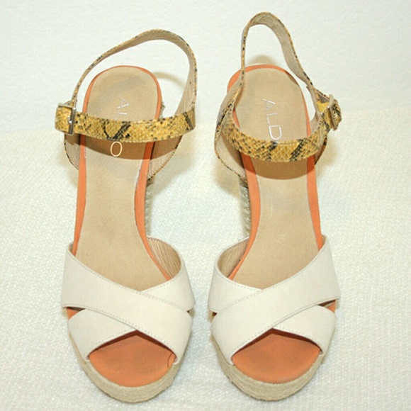 Aldo espadrille pumps white and orange snake
