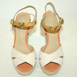 Aldo espadrille pumps white and orange snake