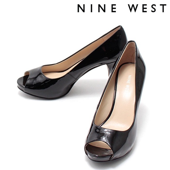 nine west black peep toe pumps