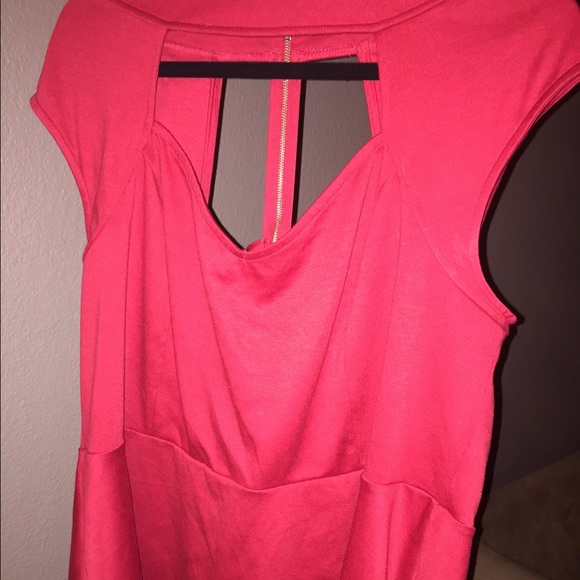 Red peplum zippered top
