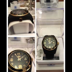 Adidas watch black with gold trim