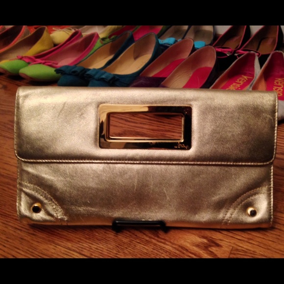 Lilly Pulitzer gold leather clutch.  Carried once!
