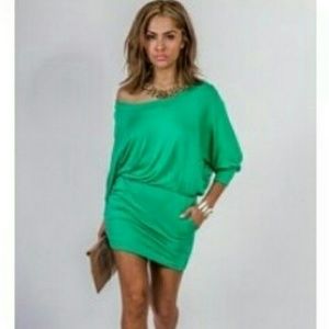 Green off the shoulder dress