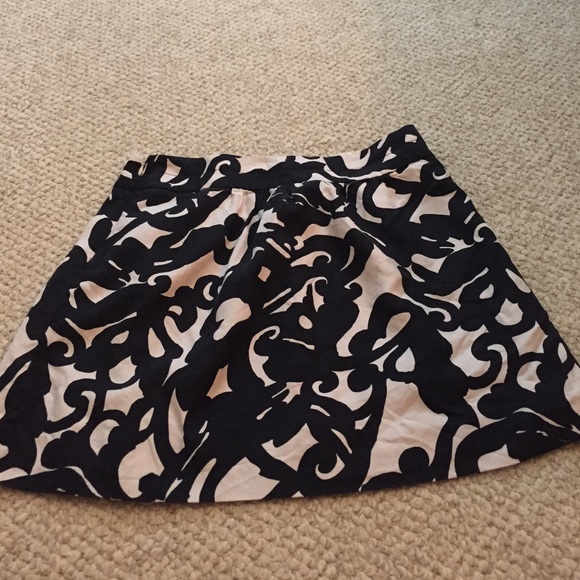 j crew silk black and cream skirt.