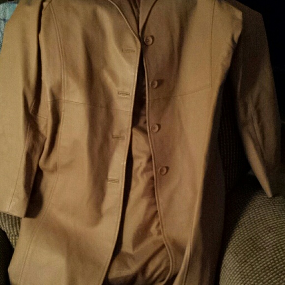 Tan leather coat