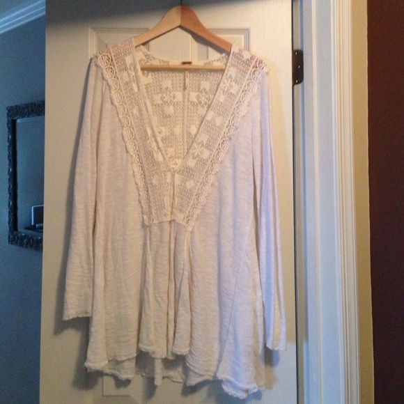 Free People Ivory Cardigan lace Front & Back Sz M