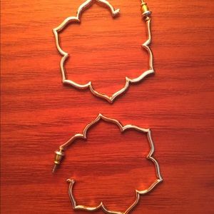 Free People Large Gold Brass Flower Open Hoops