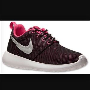 Pink and black mesh Nike roshe
