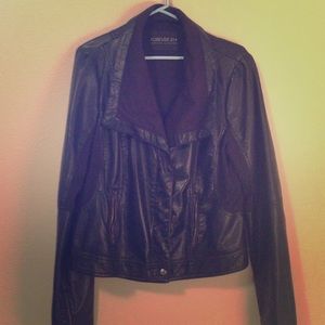Faux Leather Bomber Jacket