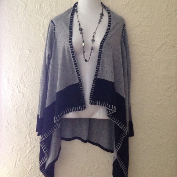 Gray lighter weight sweater with black accents