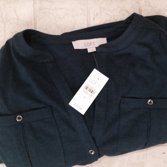 ⭕️SOLD⭕️LOFT Knit Shirt Dress in Dusk Blue Heather - Picture 4 of 4