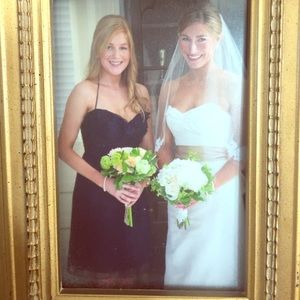 Amsale Navy Silk Chiffon bridesmaid dress