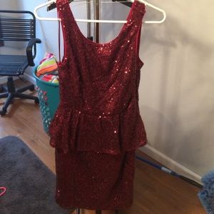 Burgundy sequin peplum dress never worn