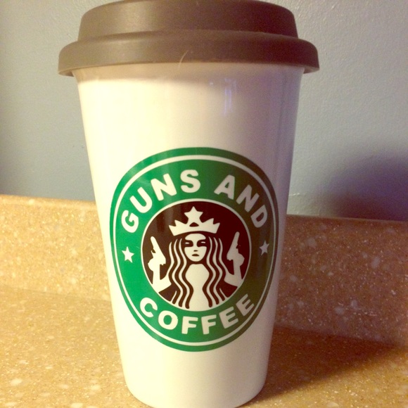 Ceramic Double Wall Guns and Coffee Mug/Starbucks