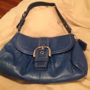 Beautiful leather cobalt blue Coach bag!