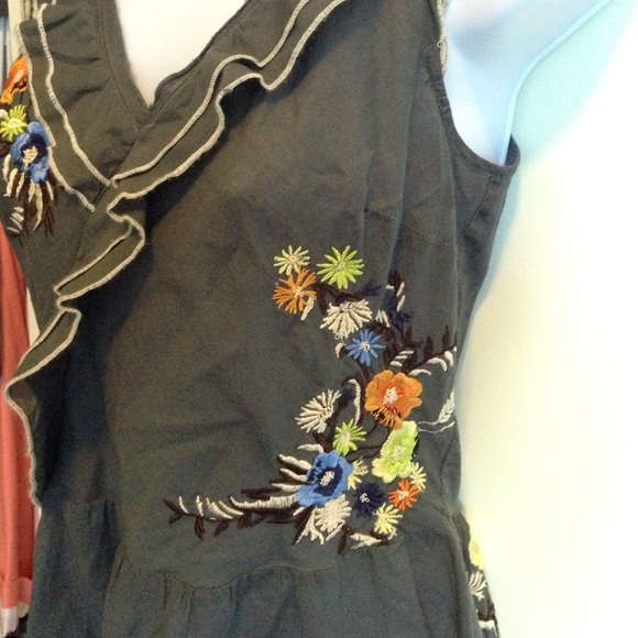 SOLD Anthro Embroidered Flower Cotton