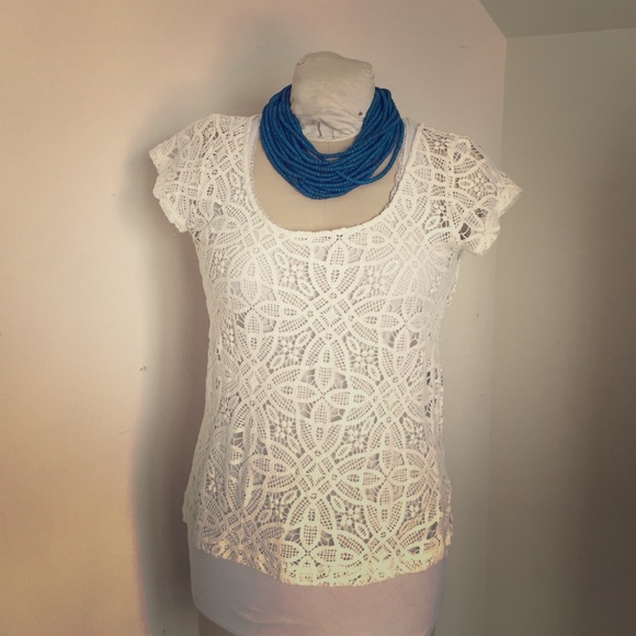 Crocheted white top
